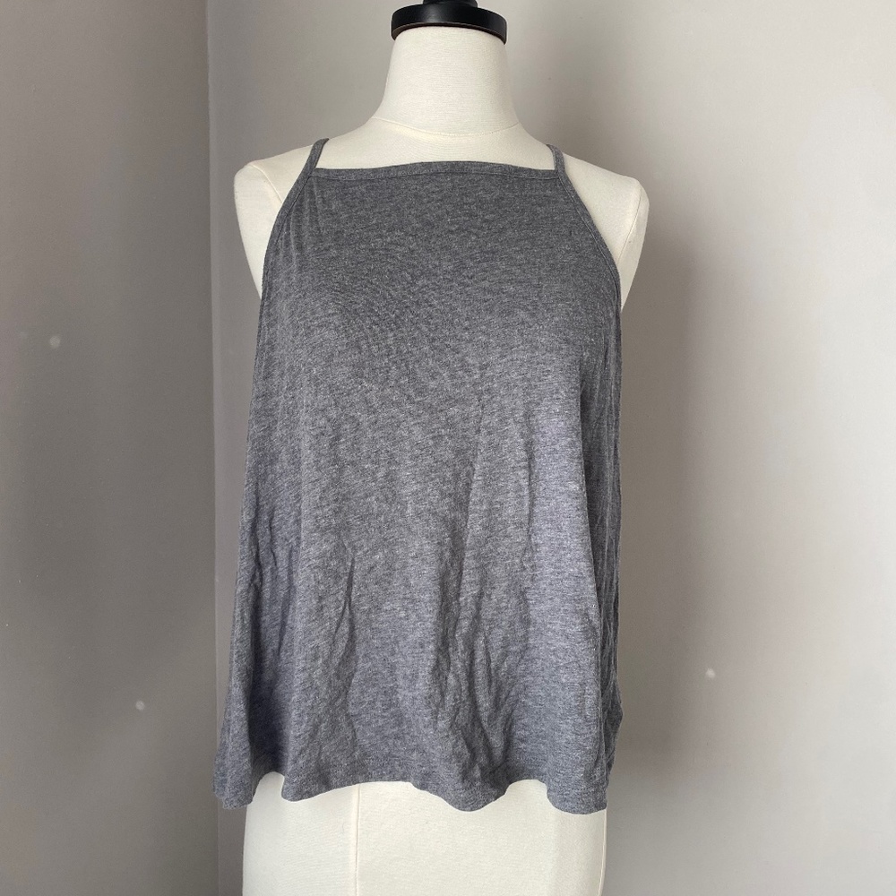 Grey Cotton Spaghetti Strap Halter Tank